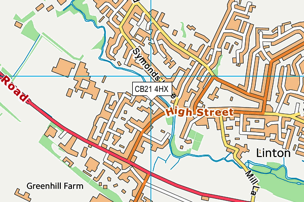 Linton Recreation Ground map (CB21 4HX) - OS VectorMap District (Ordnance Survey)