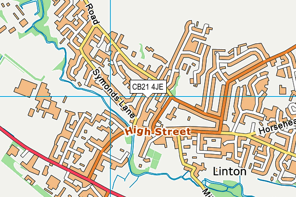 CB21 4JE map - OS VectorMap District (Ordnance Survey)