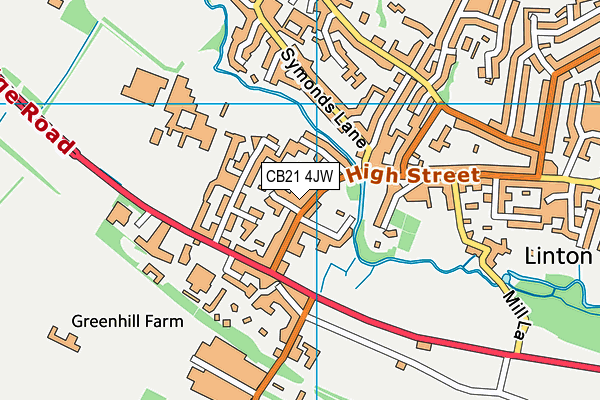 CB21 4JW map - OS VectorMap District (Ordnance Survey)