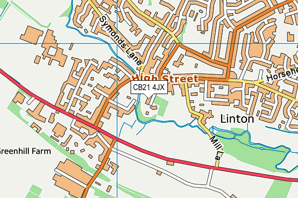 Linton CofE Infant School map (CB21 4JX) - OS VectorMap District (Ordnance Survey)