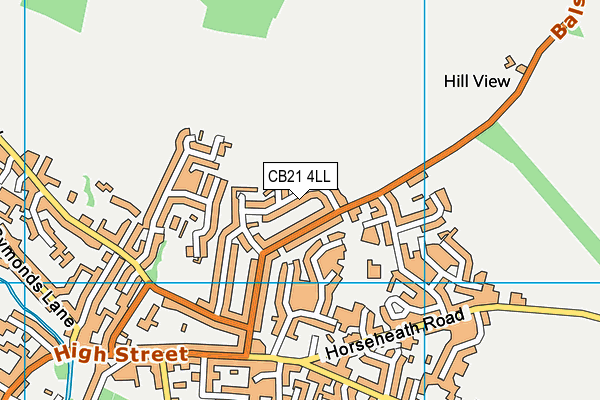 CB21 4LL map - OS VectorMap District (Ordnance Survey)