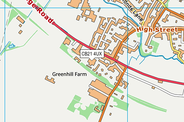 CB21 4UX map - OS VectorMap District (Ordnance Survey)