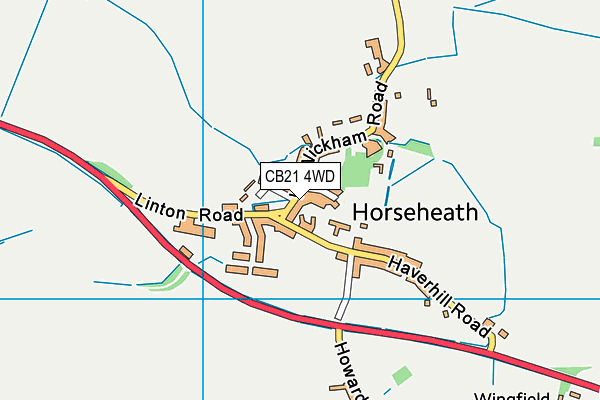 CB21 4WD map - OS VectorMap District (Ordnance Survey)