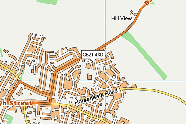 CB21 4XD map - OS VectorMap District (Ordnance Survey)