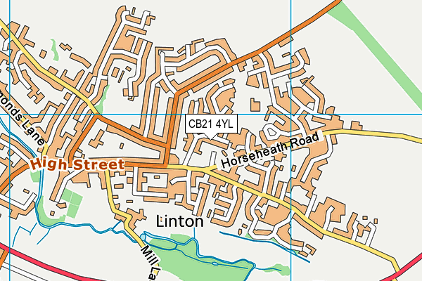 CB21 4YL map - OS VectorMap District (Ordnance Survey)