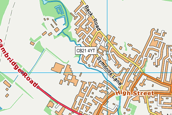 CB21 4YT map - OS VectorMap District (Ordnance Survey)