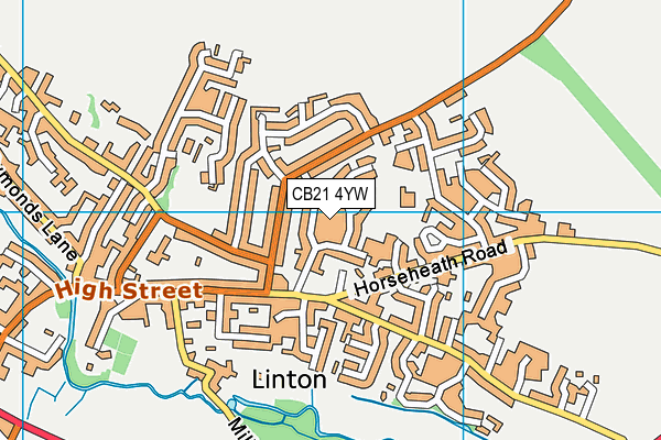 CB21 4YW map - OS VectorMap District (Ordnance Survey)
