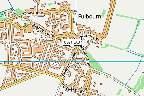 CB21 5AD map - OS VectorMap District (Ordnance Survey)