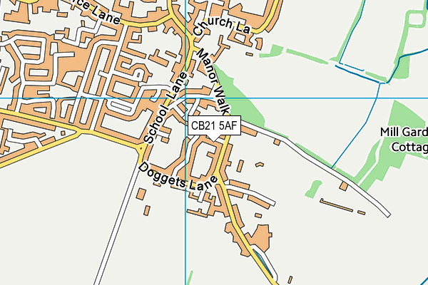 CB21 5AF map - OS VectorMap District (Ordnance Survey)
