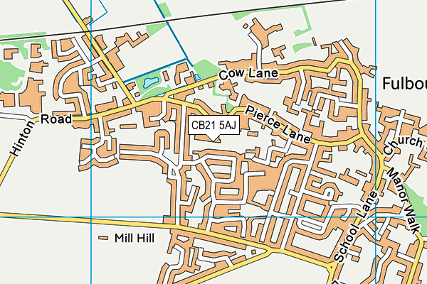 CB21 5AJ map - OS VectorMap District (Ordnance Survey)