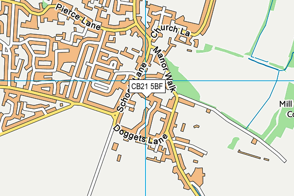 CB21 5BF map - OS VectorMap District (Ordnance Survey)