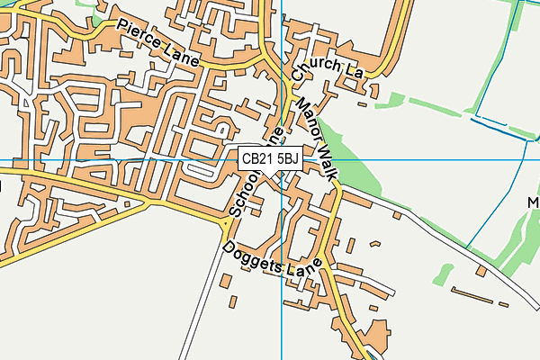 CB21 5BJ map - OS VectorMap District (Ordnance Survey)