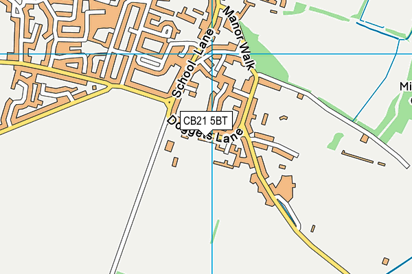 CB21 5BT map - OS VectorMap District (Ordnance Survey)