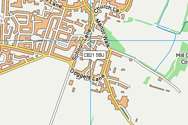 CB21 5BU map - OS VectorMap District (Ordnance Survey)