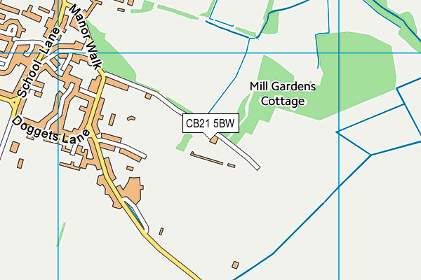 CB21 5BW map - OS VectorMap District (Ordnance Survey)