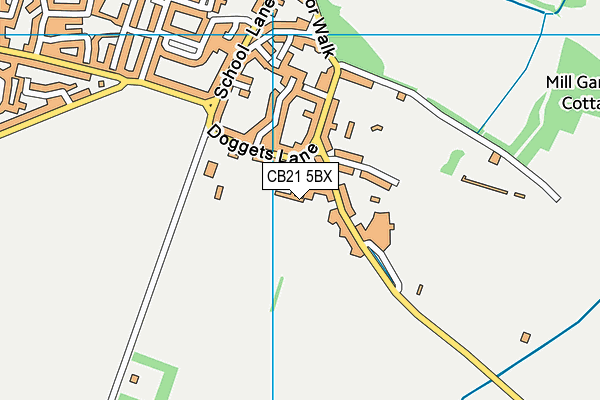 CB21 5BX map - OS VectorMap District (Ordnance Survey)