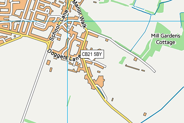 CB21 5BY map - OS VectorMap District (Ordnance Survey)