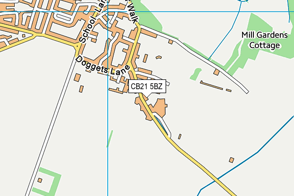 CB21 5BZ map - OS VectorMap District (Ordnance Survey)