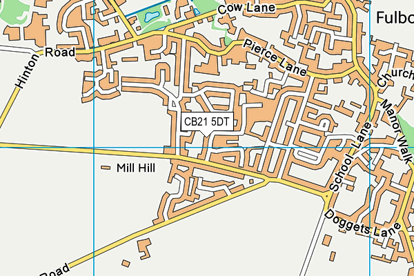 CB21 5DT map - OS VectorMap District (Ordnance Survey)