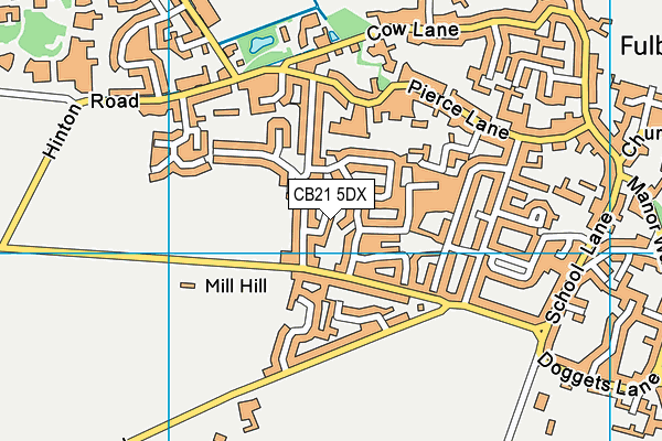 CB21 5DX map - OS VectorMap District (Ordnance Survey)