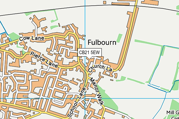 CB21 5EW map - OS VectorMap District (Ordnance Survey)