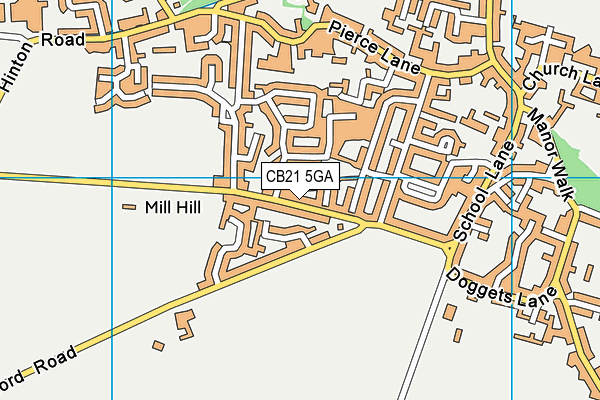 CB21 5GA map - OS VectorMap District (Ordnance Survey)