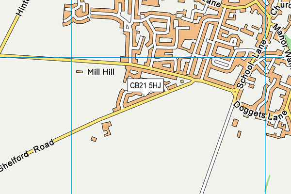 CB21 5HJ map - OS VectorMap District (Ordnance Survey)