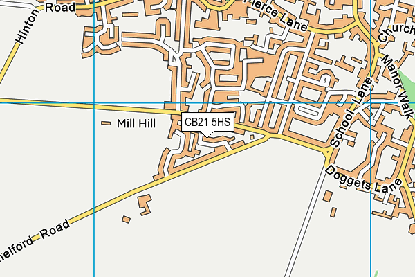CB21 5HS map - OS VectorMap District (Ordnance Survey)