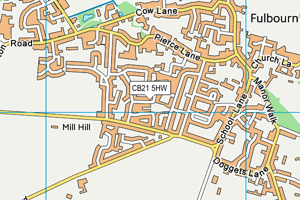 CB21 5HW map - OS VectorMap District (Ordnance Survey)