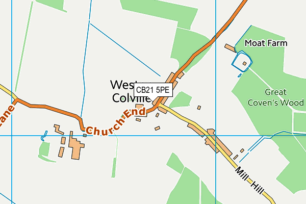 CB21 5PE map - OS VectorMap District (Ordnance Survey)