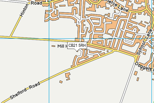 CB21 5RH map - OS VectorMap District (Ordnance Survey)