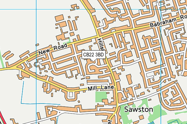 CB22 3BD map - OS VectorMap District (Ordnance Survey)