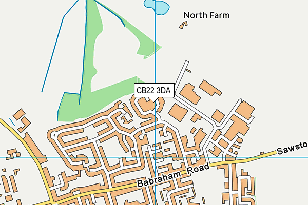 CB22 3DA map - OS VectorMap District (Ordnance Survey)
