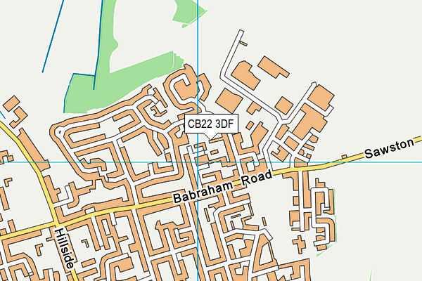 CB22 3DF map - OS VectorMap District (Ordnance Survey)