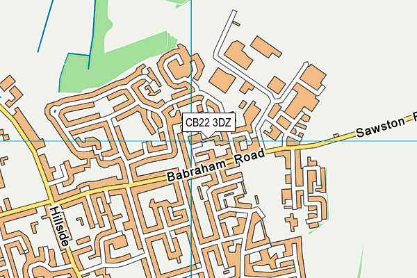 CB22 3DZ map - OS VectorMap District (Ordnance Survey)