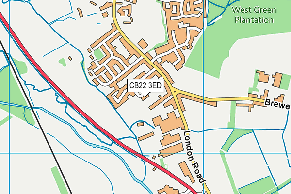 CB22 3ED map - OS VectorMap District (Ordnance Survey)