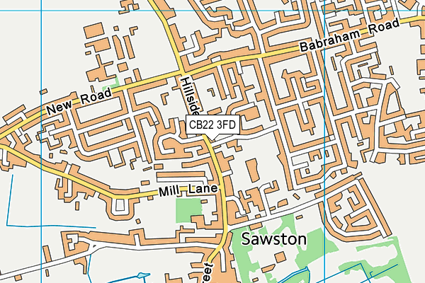 CB22 3FD map - OS VectorMap District (Ordnance Survey)