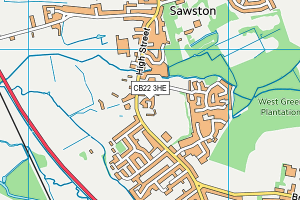 CB22 3HE map - OS VectorMap District (Ordnance Survey)