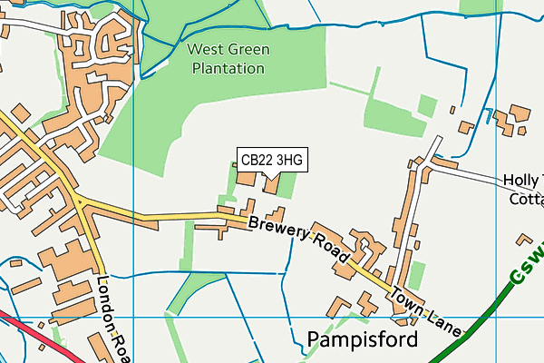 CB22 3HG map - OS VectorMap District (Ordnance Survey)