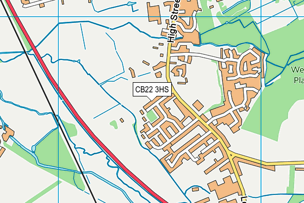 CB22 3HS map - OS VectorMap District (Ordnance Survey)