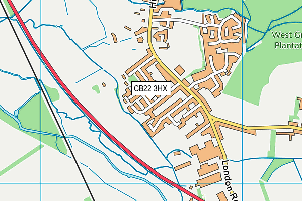 CB22 3HX map - OS VectorMap District (Ordnance Survey)