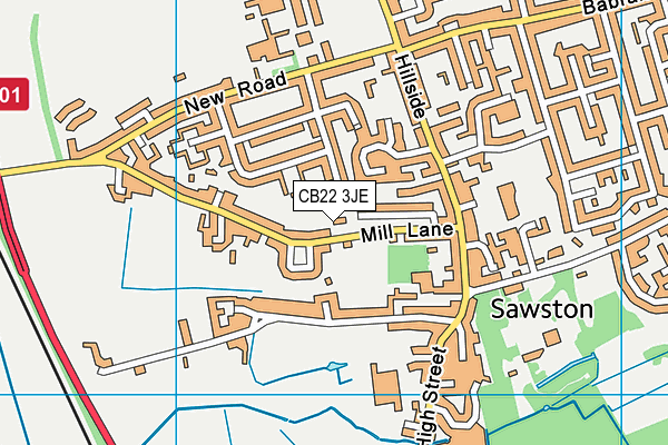 CB22 3JE map - OS VectorMap District (Ordnance Survey)