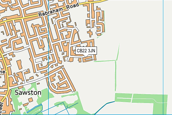 CB22 3JN map - OS VectorMap District (Ordnance Survey)