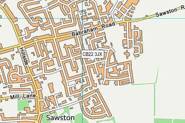 CB22 3JX map - OS VectorMap District (Ordnance Survey)