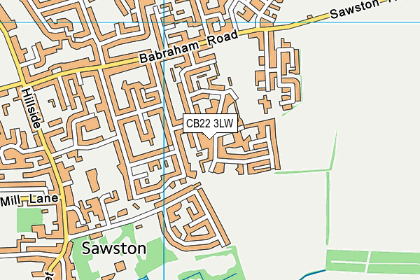 CB22 3LW map - OS VectorMap District (Ordnance Survey)