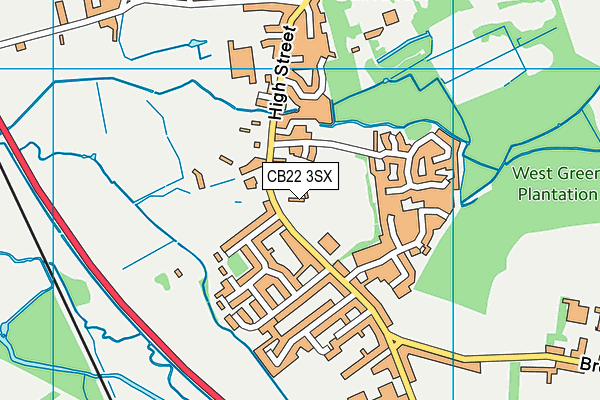 CB22 3SX map - OS VectorMap District (Ordnance Survey)