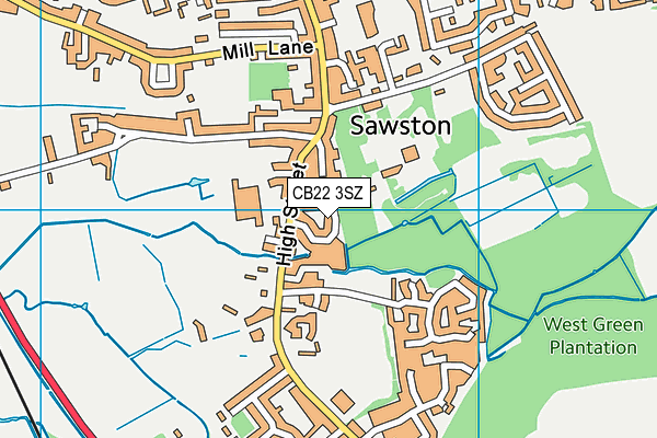 CB22 3SZ map - OS VectorMap District (Ordnance Survey)