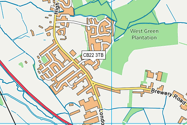 CB22 3TB map - OS VectorMap District (Ordnance Survey)