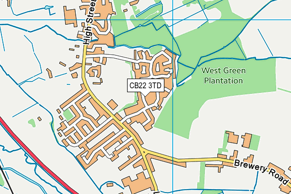 CB22 3TD map - OS VectorMap District (Ordnance Survey)