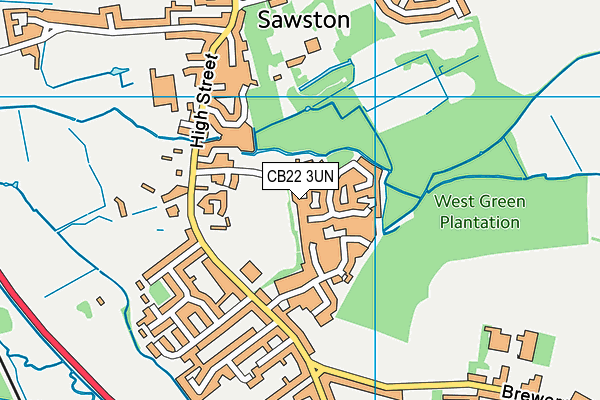 CB22 3UN map - OS VectorMap District (Ordnance Survey)